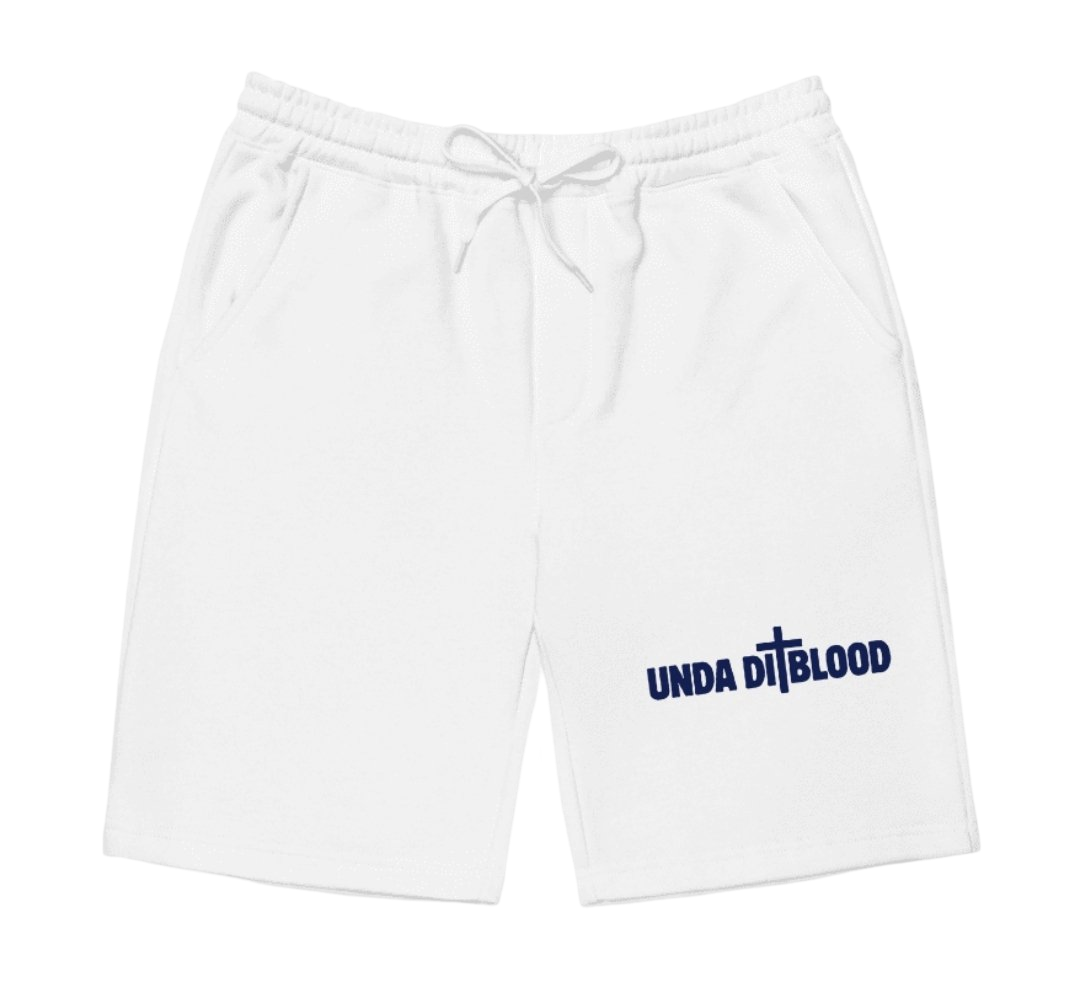 The Cross/Unda Di Blood Navy Print fleece shorts