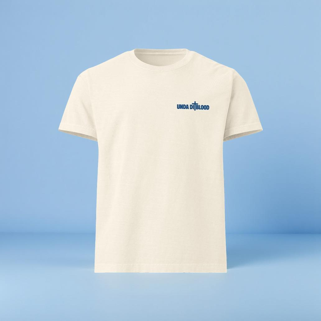 Simple Blue Embroidery Unda Di Blood Unisex oversized t-shirt