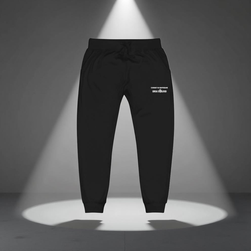 A Christ Is Supreme Unda Di Blood Embroidery Unisex Premium fleece sweatpants