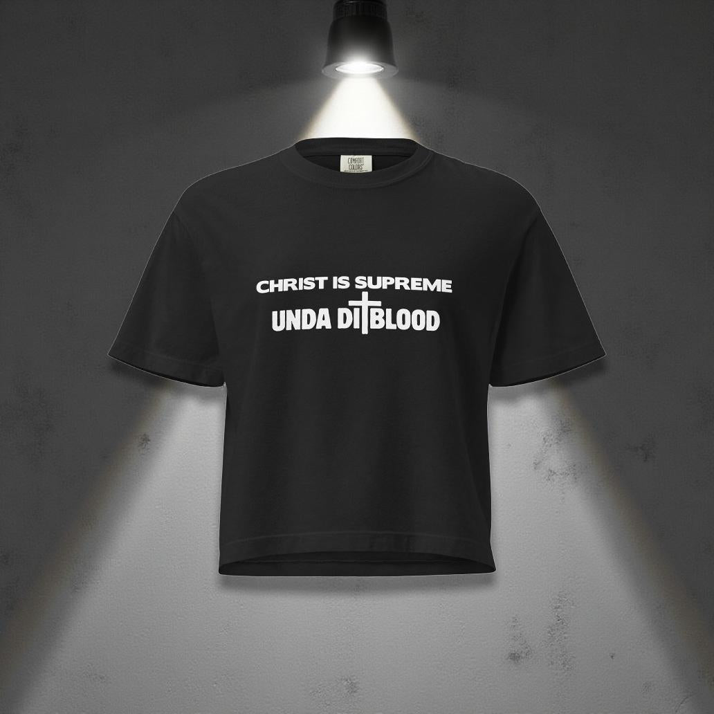 A Christ Is Supreme Unda Di Blood Print Women’s heavyweight boxy tee