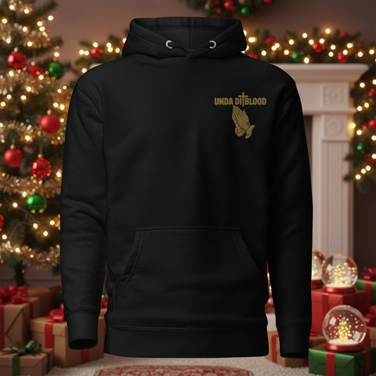Introducing the Brand Unda Di Blood A Praying Hand Embroidery Unisex Hoodie