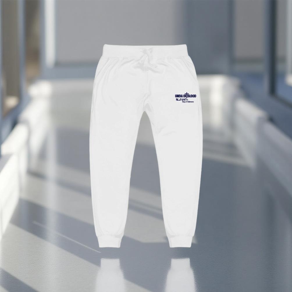Blessed Beyond Measure The Cross/Unda Di Blood Navy Embroidery Unisex fleece sweatpants