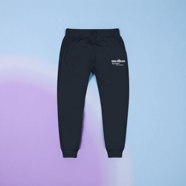 Blessed Beyond Measure The Cross/Unda Di Blood Navy with White Embroidery Unisex fleece sweatpants