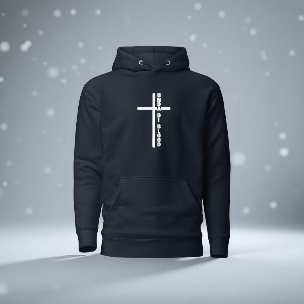 Cross Adjacent to Unda Di Blood White Print Unisex Hoodie