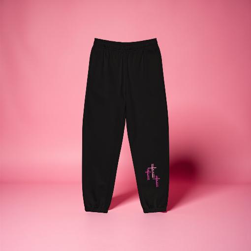 Three Pink Crosses Unda Di Blood Print Heavyweight sweatpants