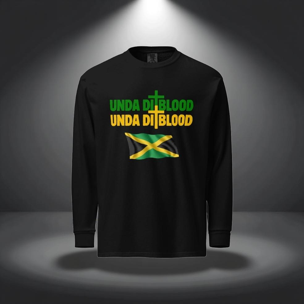 Jamaica Flag Unda Di Blood Garment-dyed heavyweight long-sleeve shirt