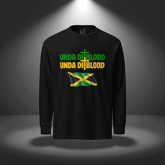Jamaica Flag Unda Di Blood Garment-dyed heavyweight long-sleeve shirt