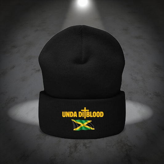 Jamaica Flag Unda Di Blood Embroidered Cuffed Beanie