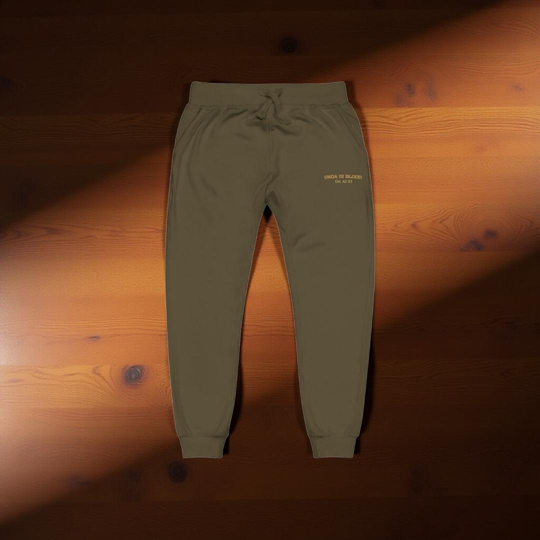 Est. AD 33 Unda Di Blood Matching Brown Embroidery Unisex fleece sweatpants