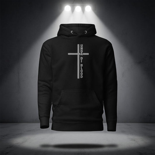 Black/White n Grey Cross Collection Unda Di Blood Print Unisex Hoodie
