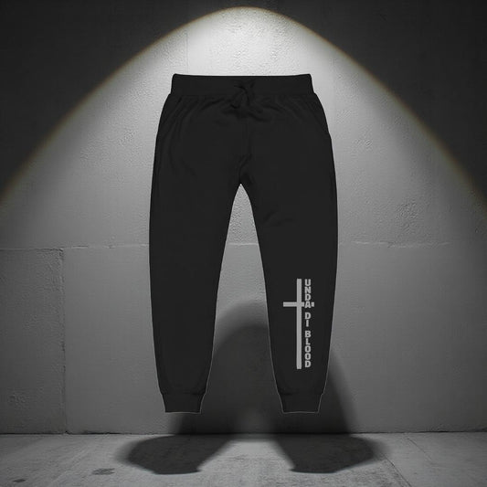 Black/White n Grey Cross Collection Unda Di Blood Print Unisex fleece sweatpants
