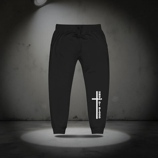 Black/White n Grey Cross Collection Unda Di Blood Print Unisex fleece sweatpants