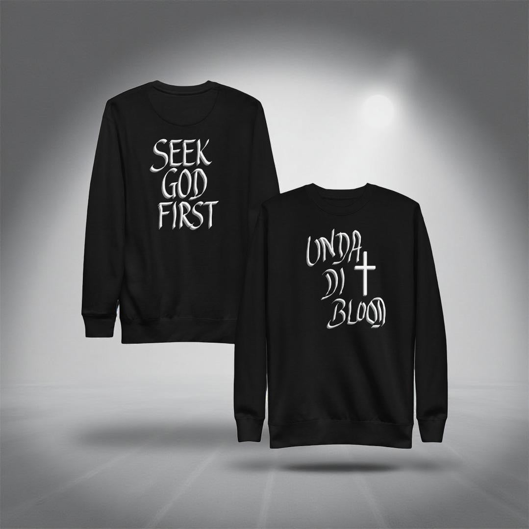 A CEO's Created Font Unda Di Blood Print on the Back Unisex Premium Sweatshirt