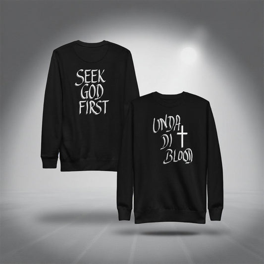 A CEO's Created Font Unda Di Blood Print on the Back Unisex Premium Sweatshirt